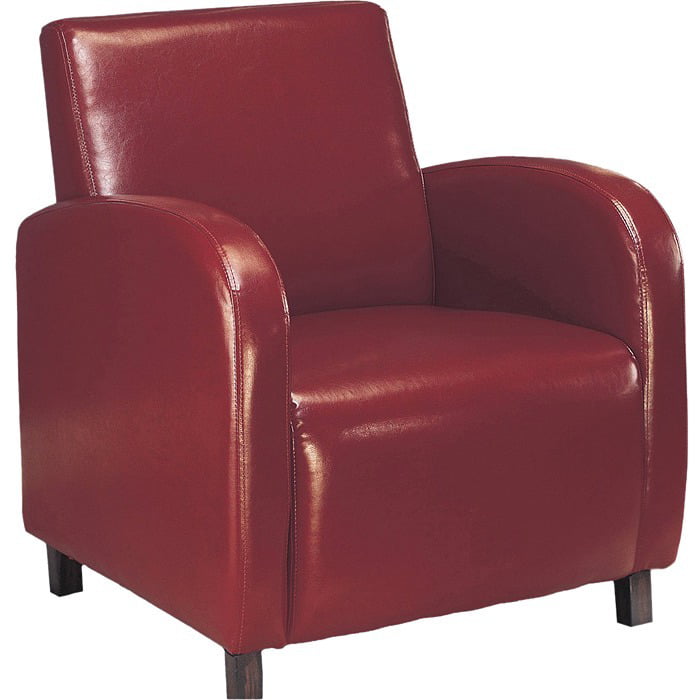 Monarch Specialties Accent Chair, Burgundy Leather-Look Fabric ...