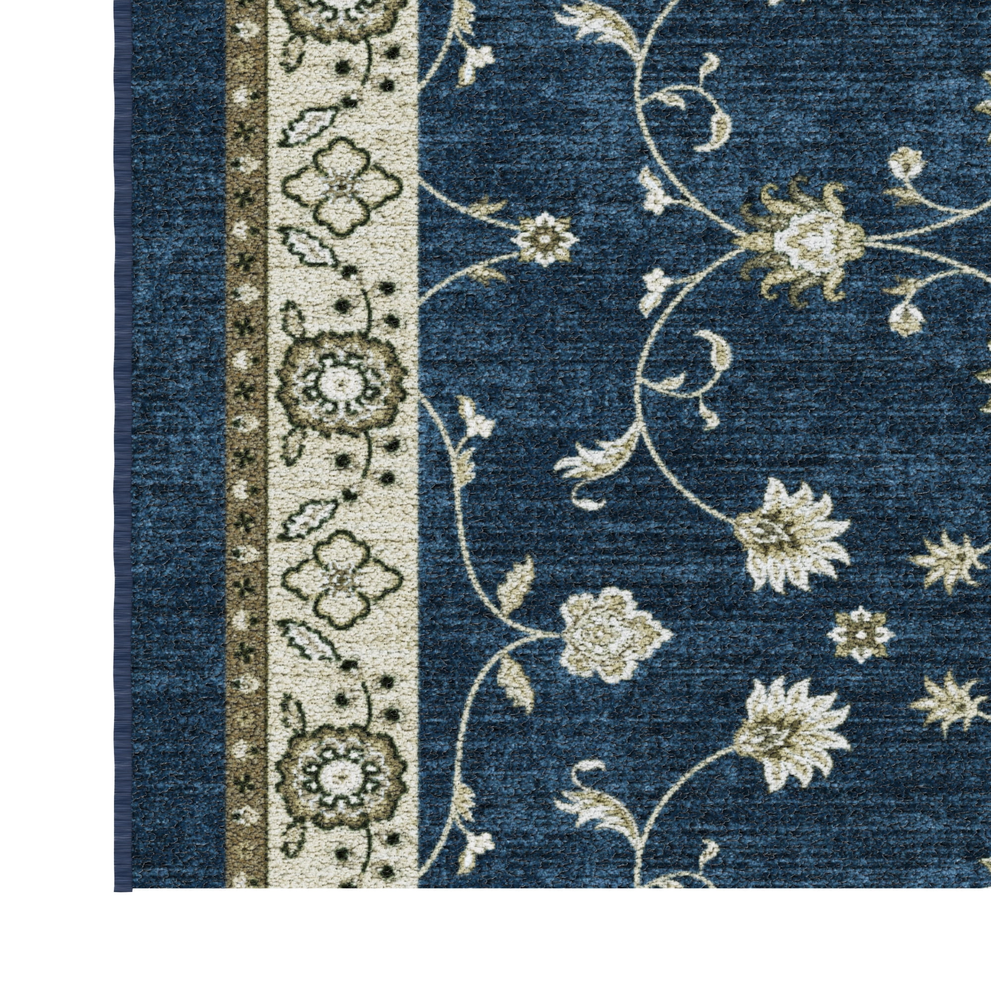 Ottomanson Front Door Mat for Inside 1'10.5" x 3' Soft Non-Slip Washable Rug, Mahal Navy
