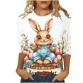 thumbnail image 2 of Fartey Women's Happy Easter Shirts Dressy Casual 3/4 Sleeve Tunic Tops Fashion Cute Bunny Eggs Graphic Tees Plus Size Summer Crewneck T Shirts Easter Day Gifts Multicolor S-5XL, 2 of 5