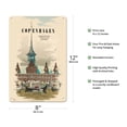 thumbnail image 2 of Copenhagen Denmark - Commercial Center of Past Present & Future - Old Stock Exchange Building - Vintage Travel Poster by Des Asmussen c.1957 - 8 x 12 inch Vintage Metal Tin Sign, 2 of 4