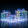 thumbnail image 1 of Gymax 3 Pcs Boîtes Cadeaux Lumineuses de Noël 90 LED avec Nœuds, 1 of 10