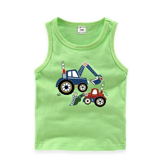 Chenyin Toddler Baby Boys Summer Tanks Soft Cotton Sleeveless Tops Cartoon Printing Undershirts for Kids 1-8 Years