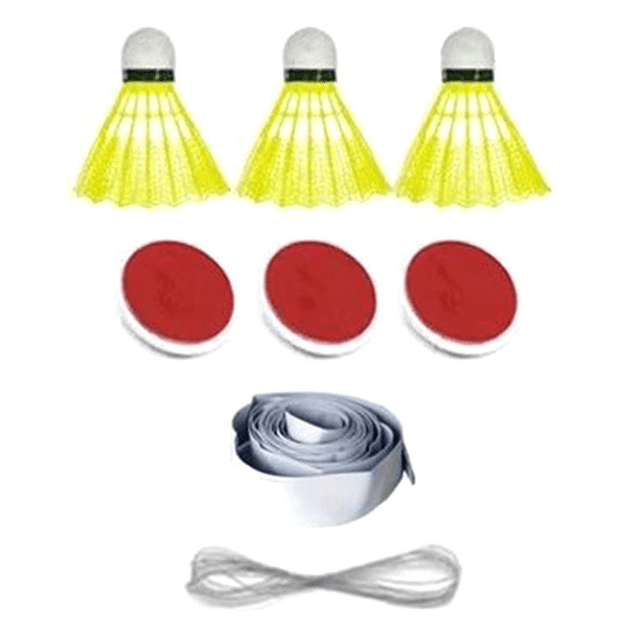 Popular Selfstudy Badminton Trainer Set Telescopic Rod Rebound Practice Aid-Tool,3 x ball 3 x hook 1 x balance line 1 x elastic string