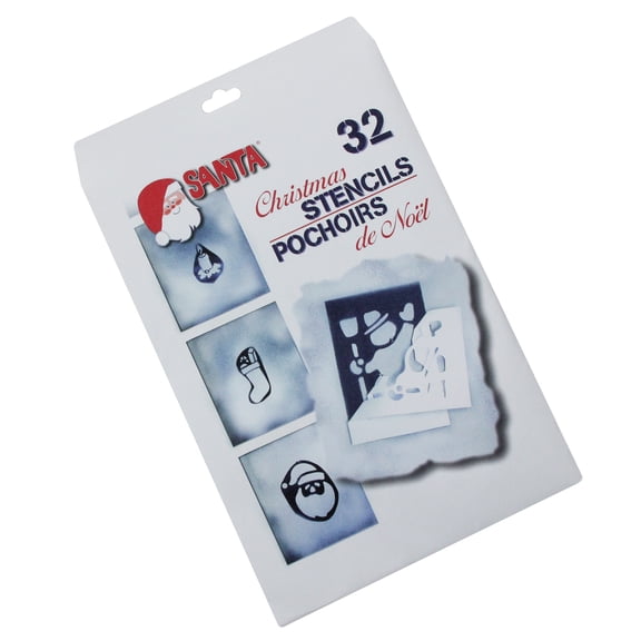 Santa Claus Faux Snow Window Christmas Art Stencils - 32ct