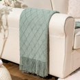 thumbnail image 1 of Knit Diamond Pattern Decorative Throw Blanket for Couch Chair Sofa Home Decor (Light Blue, 60"x80"), 1 of 7