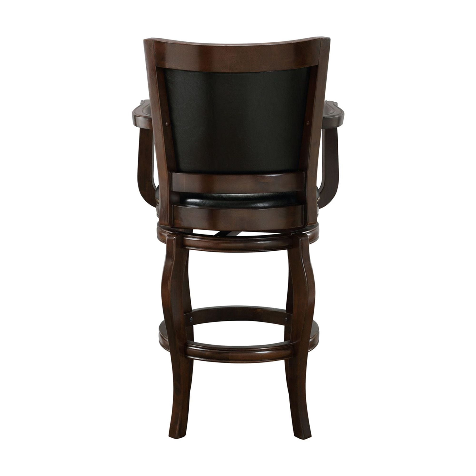 Boraam Jones Bar Height High Back Swivel Wood Kitchen Bar Stool with Arms - Cappuccino Finish