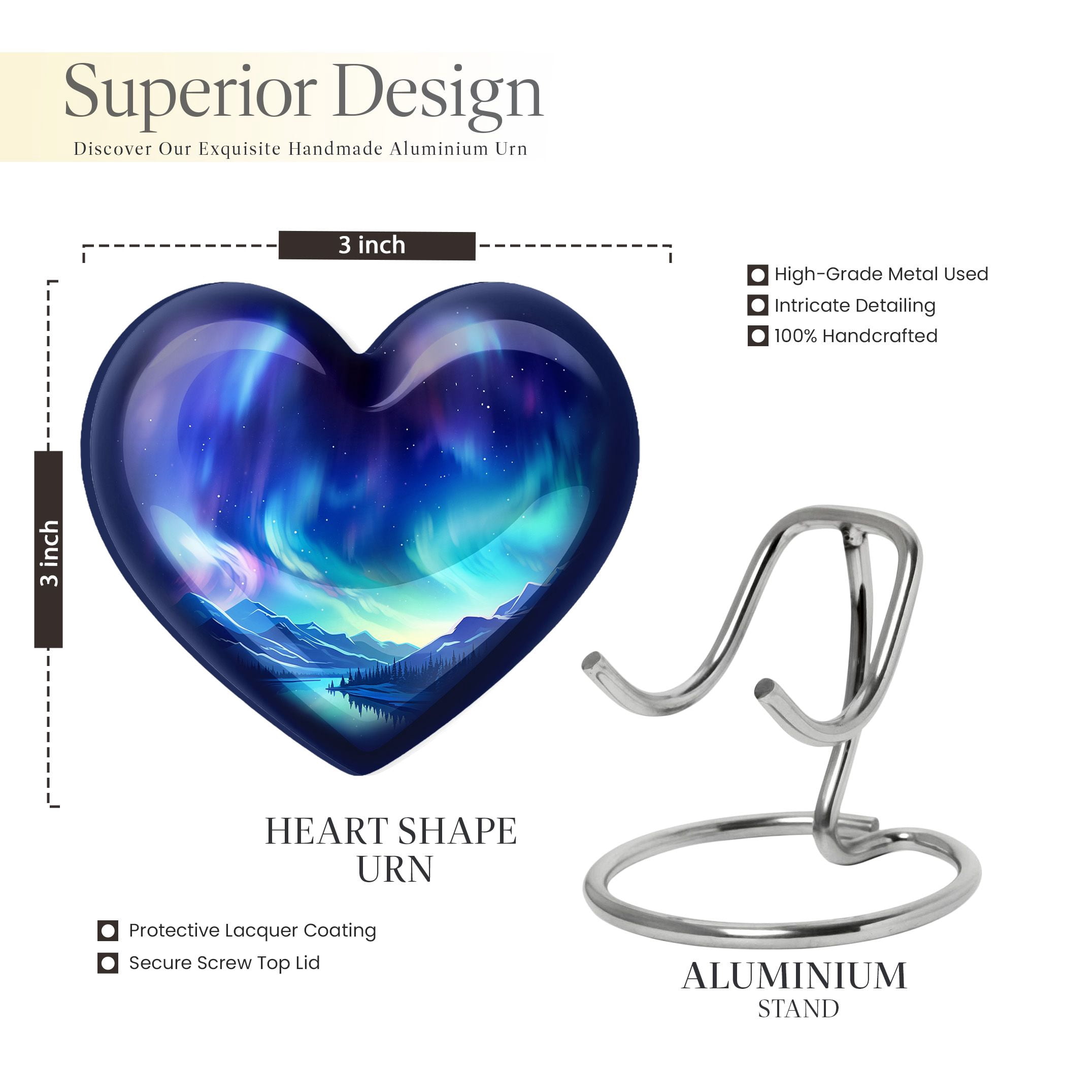 River Heart Urns For Human Ashes Keepsake - Urns For Human Ashes Adult Female Mom - Cremation Urn For Adults - Mini Urns For Ashes Heart - Urn For Ashes For Men - Remains Urn (Size - 3inch, 1pcs)