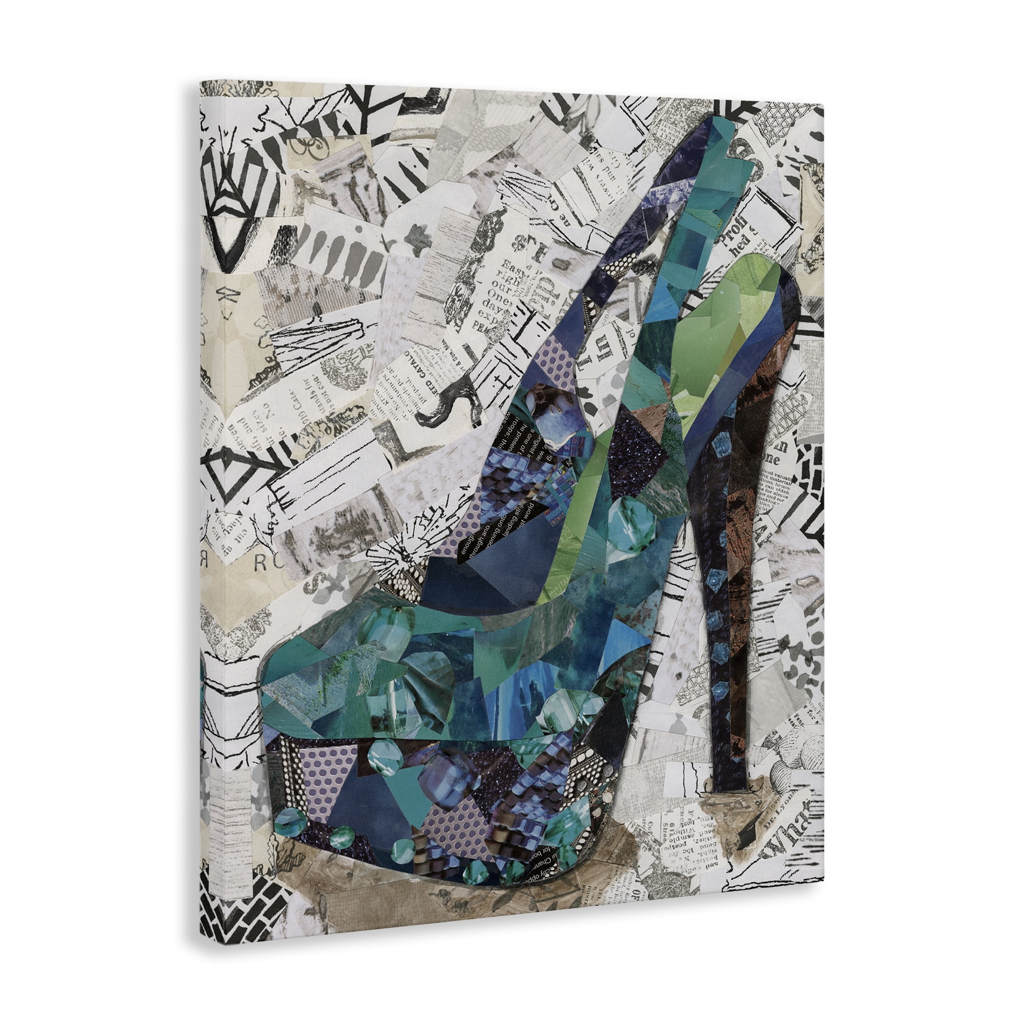 Stupell Industries Collaged High Heel Fashion Painting Wrapped Canvas Art Print Wall Art, 24 x 30