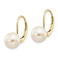 thumbnail image 2 of FB Jewels 14K Yellow Gold 8-9mm White Round Freshwater Cultured Pearl Leverback Earrings, 2 of 3