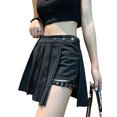 thumbnail image 3 of SUNSIOM Women Pleated Skirt, Solid Color/ Plaid High Waisted Irregular Skirt, 3 of 7