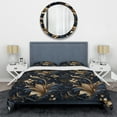 thumbnail image 3 of DESIGN ART Designart "Opulent Allure Deep Navy" Gold Bohemian - Bedding Cover Set With Shams Queen, 3 of 5