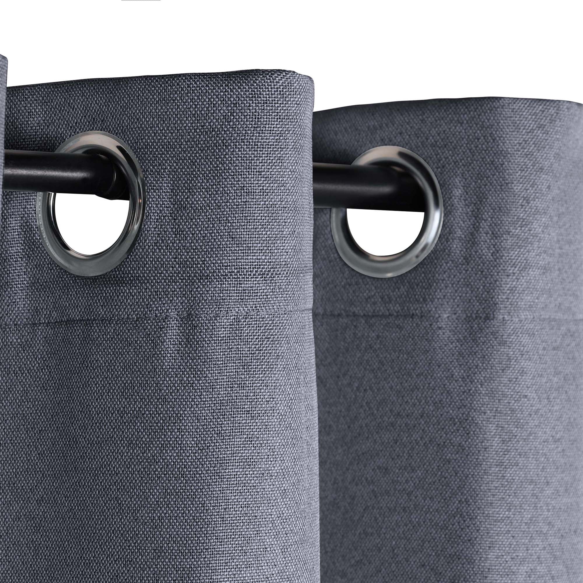 BNM Linen Pattern Blackout Curtains, Set of 2, 42" x 63", Charcoal