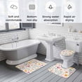 thumbnail image 6 of Watercolor Floral Bathroom Rugs Set Light Pink Wildflowers Leaves Botanical Non Slip Absorbent Soft Bath Mats 3 Piece Set with Bathroom Rug, U-Shaped Floor Mat, Toilet Seat Cover Small Size, 6 of 9