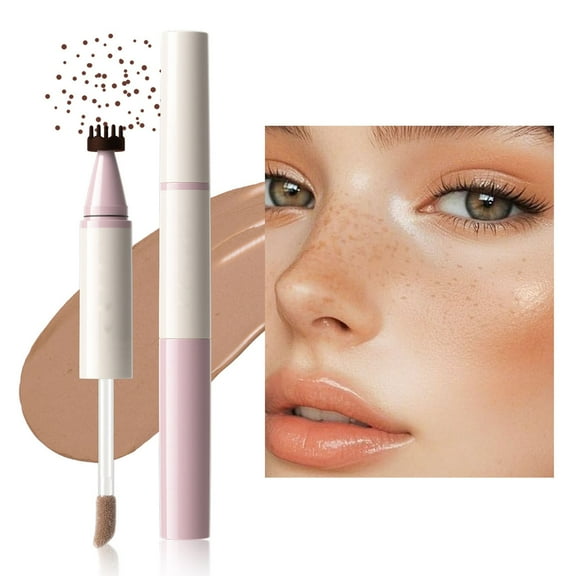 Freckle Blush Pen, 2 in 1 Liquid Freckle Stamp Pen & Liquid Blush, Long Lasting Waterproof Freckles Tattoo Marker for Natural Sunkissed Makeup