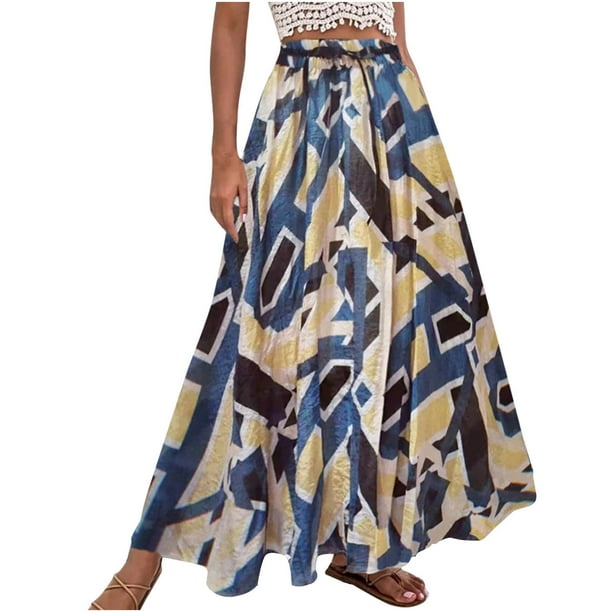 Faldas de cintura elástica con volantes fruncidos informales con estampado de vendaje para mujer a la moda Wmkox8yi FGJ2129