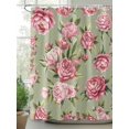 thumbnail image 2 of Shower Curtain Pink Rose Floral Bathroom Curtains with Hooks, Waterproof Fabric Sage Green Leaves Flowers Bath Shower Curtains Set for Bathroom Bathtubs Decor 36x72 Inch, 2 of 8