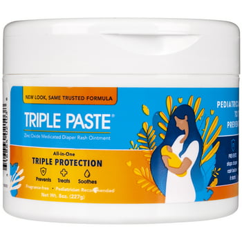 Triple Paste Zinc Oxide Medicated Diaper  Ointment, 8 oz