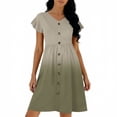 thumbnail image 4 of ClodeEU Women's Ombre Flutter Sleeve V Neck Cinched Waist Dress ,Solid Color Casual Midi Dress Khaki,Womens Plus S, 4 of 5
