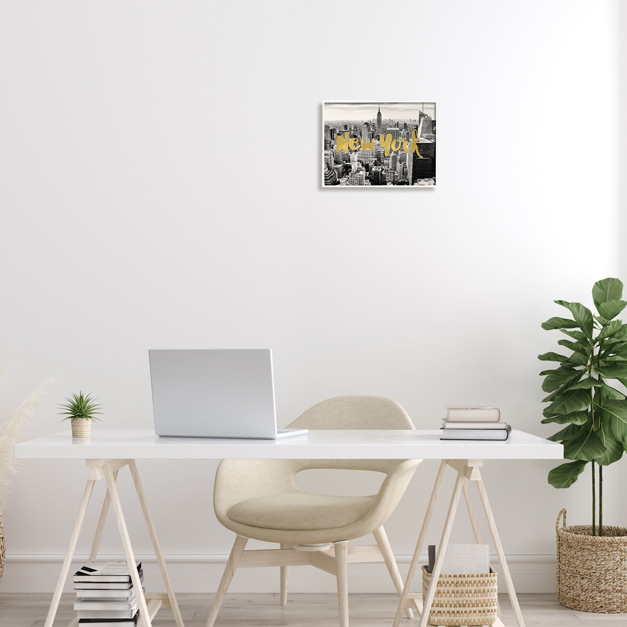 Stupell Industries Urban New York City Skyline Glam Detail Typography Framed Wall Art, 14 x 11, Design by Amy Brinkman
