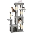 thumbnail image 2 of Heavy Duty 61" Multi-Level Cat Tree Tower for Large Indoor Cats & Maine Coons, Modern Sturdy Design,Robust Natural Sisal Scratching Posts, Stable Activity Center with Interactive Toys - Light Gray, 2 of 9