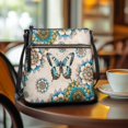 thumbnail image 3 of HELLHERO Multiple Zipper Pockets Shoulder Bag for Daily and Travel, PU Leather Waterproof Women's Shoulder Crossbody Purse, Butterfly Floral Print, 3 of 7
