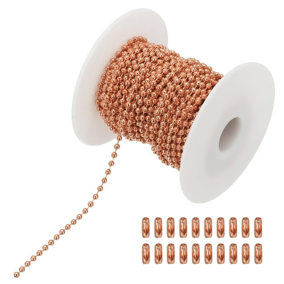 Uxcell 10m Beaded Ball Chain, 2.4mm Stainless Steel Pull Chain Extension, Rose Gold