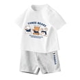 thumbnail image 1 of MIASHUI Ensemble d'Été Deux Pièces T-Shirts Graphiques à Manches Courtes et Shorts, Blanc, 2-3 Ans, 1 of 4