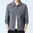 thumbnail image 2 of YYDGH Men's Corduroy Jacket Lightweight Casual Button Down Shacket Long Sleeve Retro Shirts Coat Gray 4XL, 2 of 9