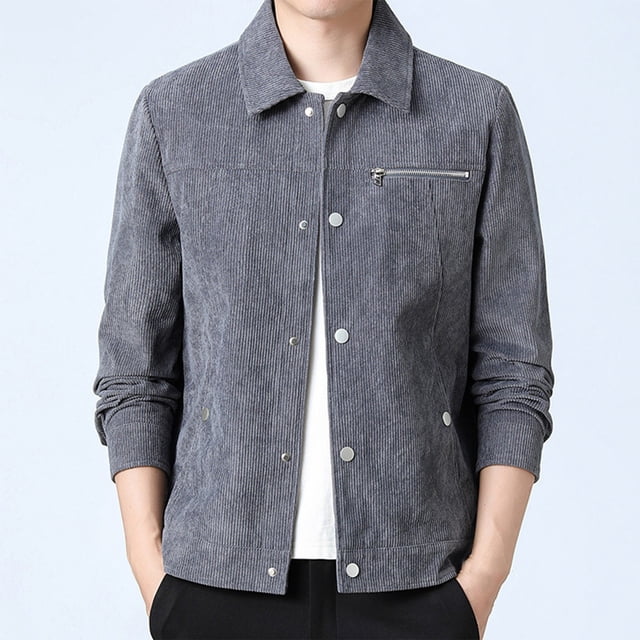 Men's Hooded Slim Jacket; Drawstring Workwear Coat; Cotton Blend Outwear with Zip Pockets; Lightweight Fashion Stitching Design