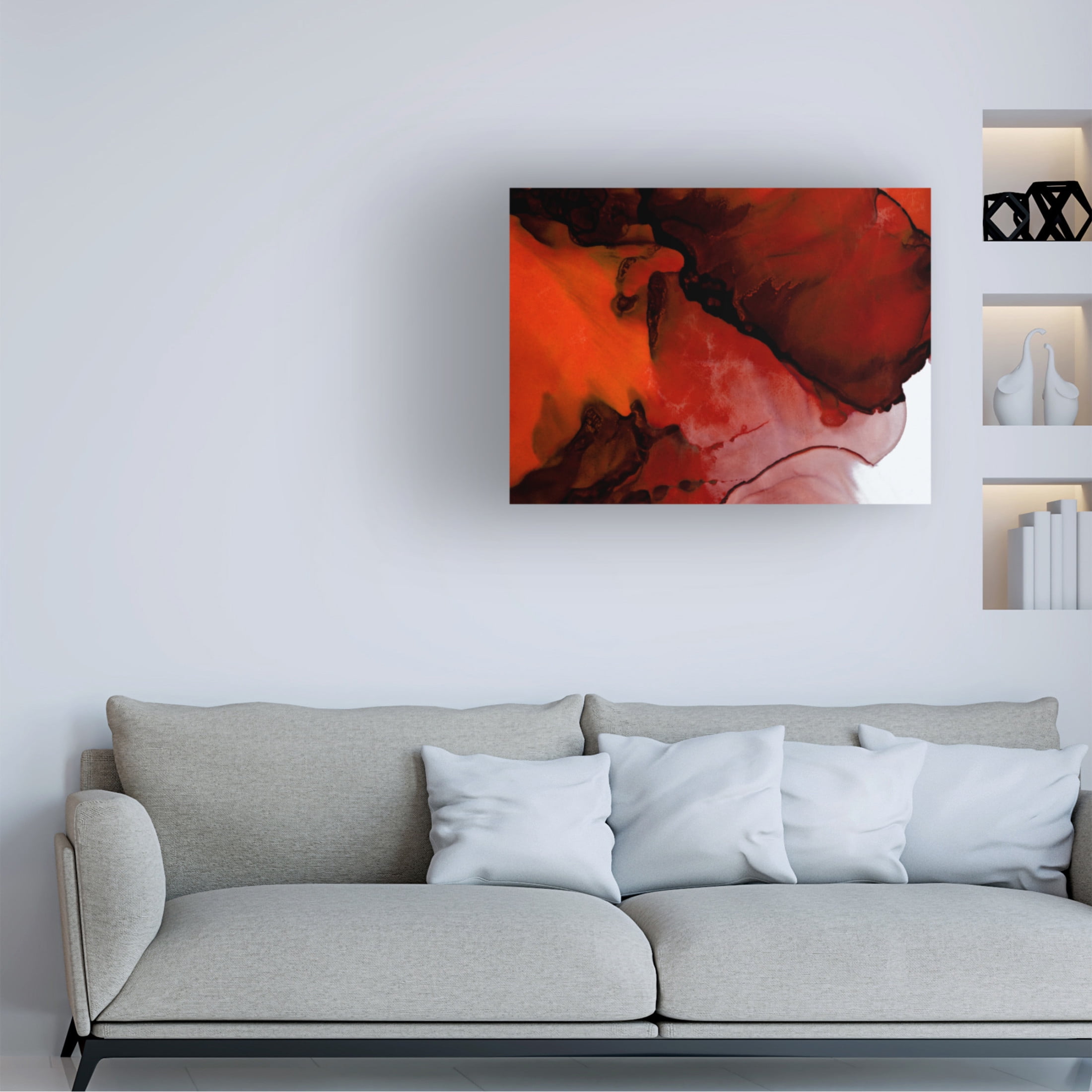 Canvas Wall Art - Tom Quartermaine 'Deep Red Alcohol Ink Abstract' Wall Art for Living Room, Bedroom, or Office Décor by Trademark Fine Art - 19 x 14 Inches