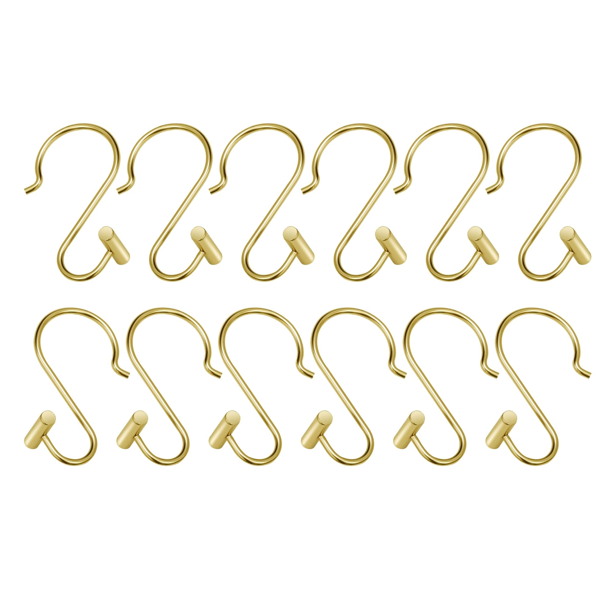 Utopia Alley HK25GD Rust Resistant Shower Curtain Hooks Rings for Bathroom, Gold - Set of 12