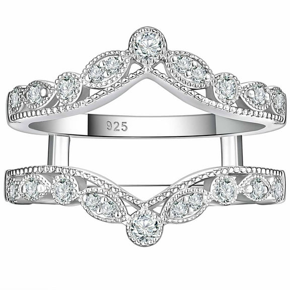 SHELOVES Vintage Style Ring Enhancers for Engagement Ring Adjustable Wedding Bands 925 Sterling Silver Size 7