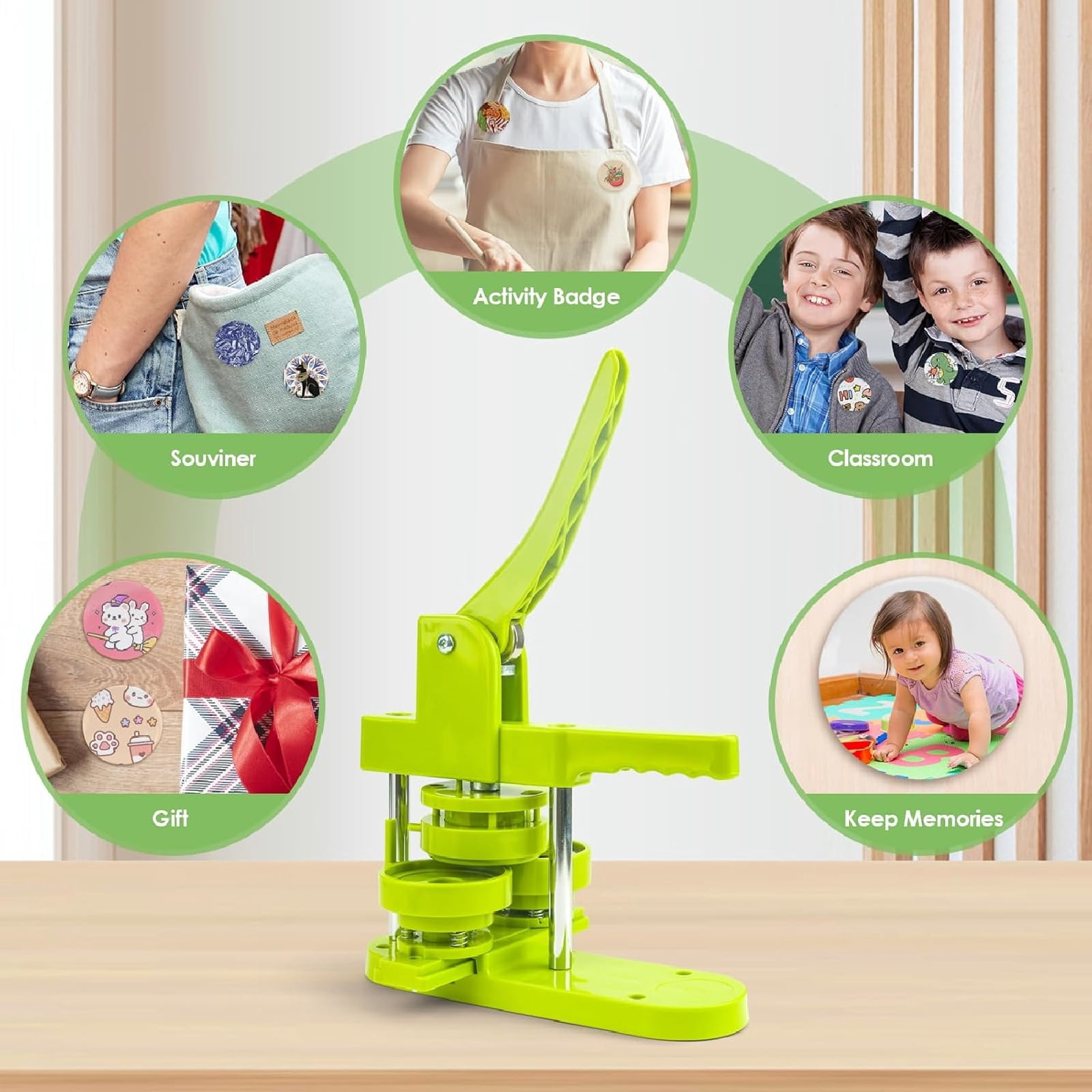 Waxgamo Button Maker Machine 58mm, Professional Badge Making Kit with 100 Parts, Installation Free DIY Pin Badge Maker, Ideal Pin Press Machine Gift for Crafts, Schools