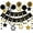 Black & Gold, variant on Macaron Happy Birthday Banner Colorful Flag Bunting Circle Confetti Garland Swirl Streamers Honeycomb Ball for Birthday Party Decorations