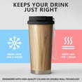 thumbnail image 2 of 18oz Travel Coffee Mug, 316 Stainless Steel Vacuum Insulated Tumbler with 2-in-1 Straw Lid & Strap, Wood Print, 2 of 6