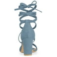 thumbnail image 3 of BLISSFUL STEP Women's Open Toe Lace Up Chunky High Heels Sandals Haze Blue (Size 9), 3 of 6