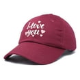 thumbnail image 4 of DALIX Cute Hearts I Love You Hat Womens Embroidered Baseball Cap in Maroon, 4 of 6