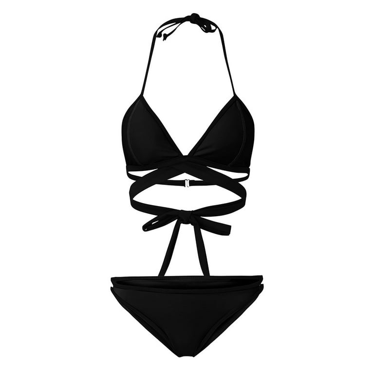 JDEFEG Older Womens Bathing Suits Women Plus Size Bathing Suit Top Large  Cup with High Waisted Bottom Bikini Set Swimsuits for Women Two Piece Black  S