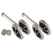 Healthline Heavy Duty Bariatric Walker Wheels, Universal Replacement Wheel Kit for Folding Walkers with Free Walker Glides, Includes Two Stability Safety 5 Inch Rubber Wheels and 2 Glide Tips, Pair