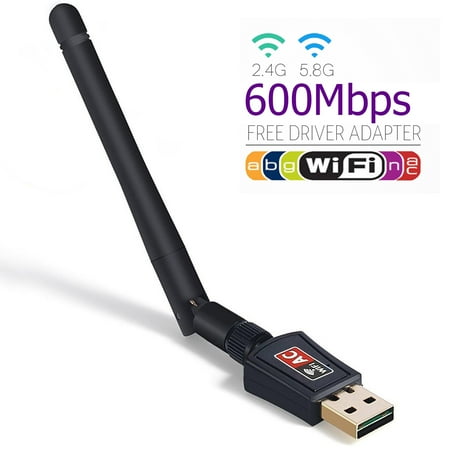 600 Mbps Dual Band 5GHz/2.4GHz WIFI USB Adapter 802.11ac w/ Antenna Wireless Network Dongle for PC (Best 3g Wifi Dongle)