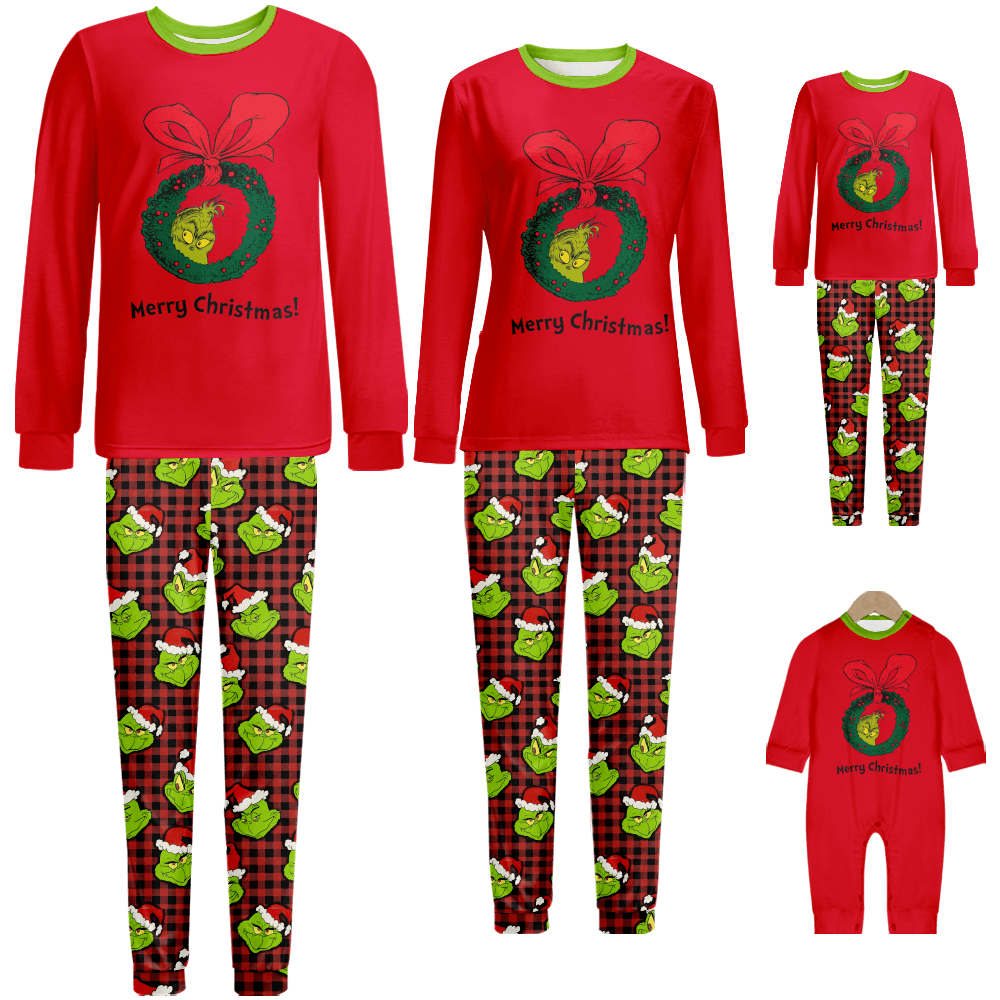 Family Christmas Pajamas Sets Christmas Santa Monster Cartoon Print ...