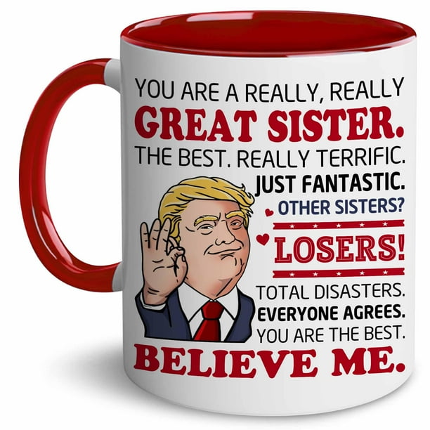 Taza de café BECHUSKY para regalo de cumpleaños para hermana, 311 ml