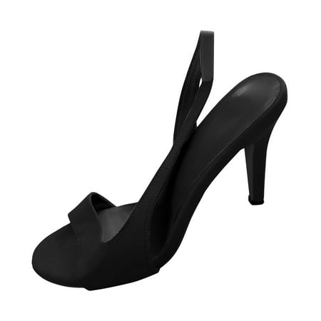 Spring New Large Size Foreign Trade Women s Shoes Simple Style Wide Strip Back Trip With Fine Heel High Heels Sandals Women Womens Summer Shoes And Sandals Slide Sandals for Women Flat Rhinestones