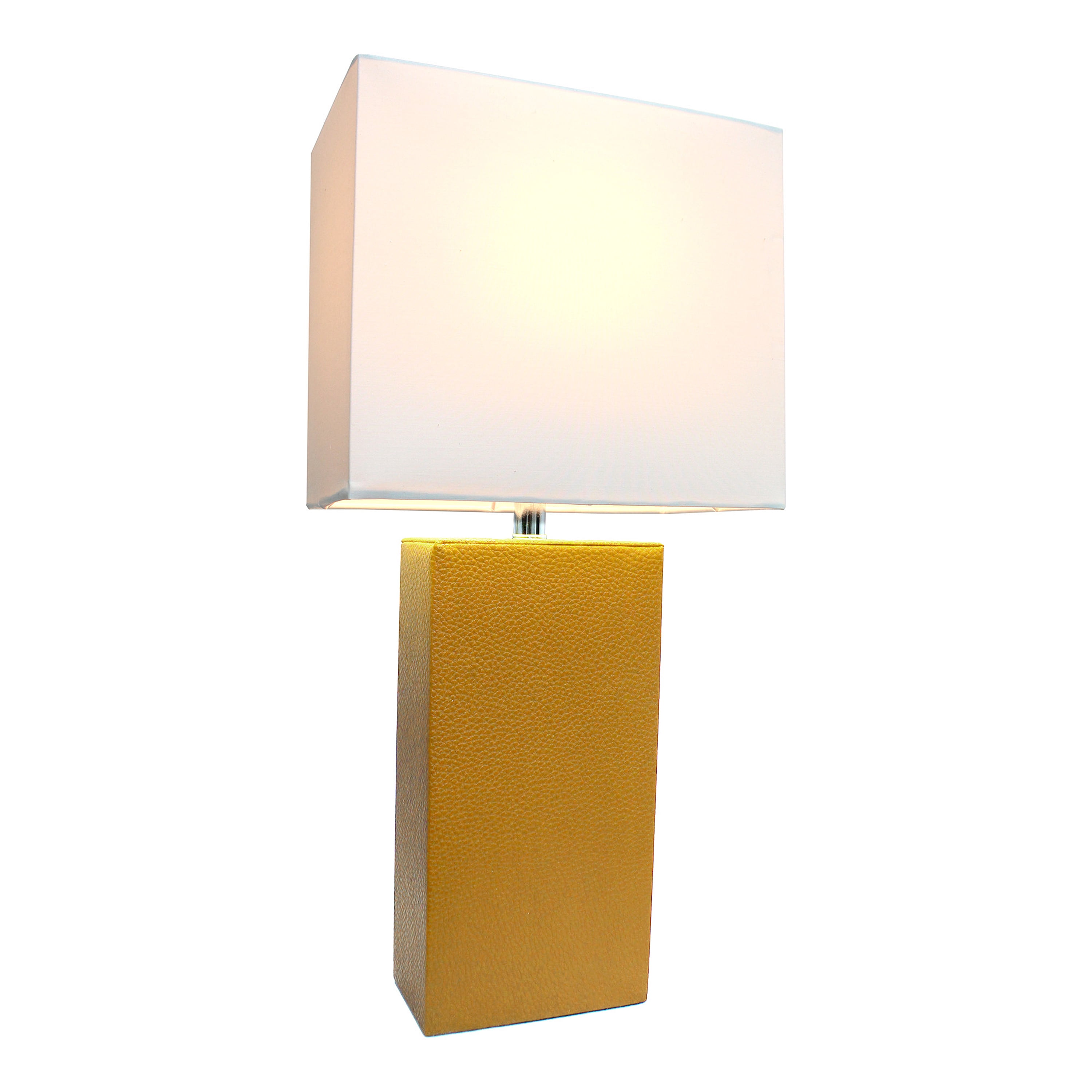 Lalia Home 21" Leather Modern Bedside Table Lamp with LED Bulb, Tan
