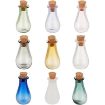 PH 9PCS Tiny Spell Jars 9 Colors Glass Mini Potion Bottles Empty Wishing Bottle Vials with Cork Stopper Mini Glass Bottles for Pendant Decorations DIY Crafts Party Favor colorful