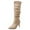 Khaki, variant on Suede Slouchy Boots for Women Knee High Wide Calf Long Stiletto Boots Kitten Heel Pointed Toe Pull on Booties Winter Shoes Black & Size 8
