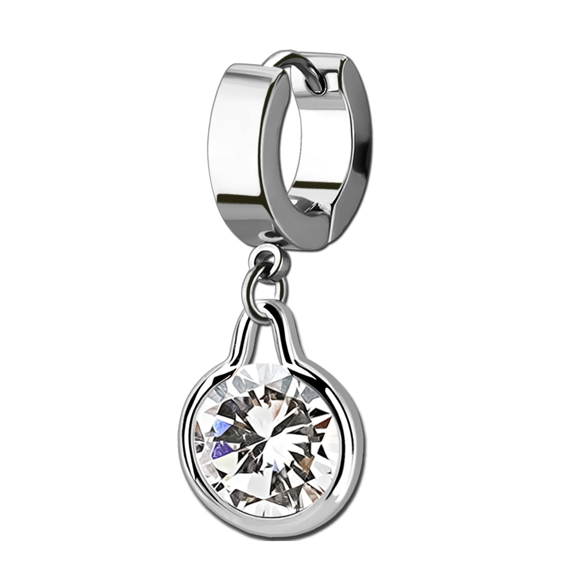 iJewelry2 Clear Round Cut CZ Silver-tone Stainless Steel Wedding Ring Band