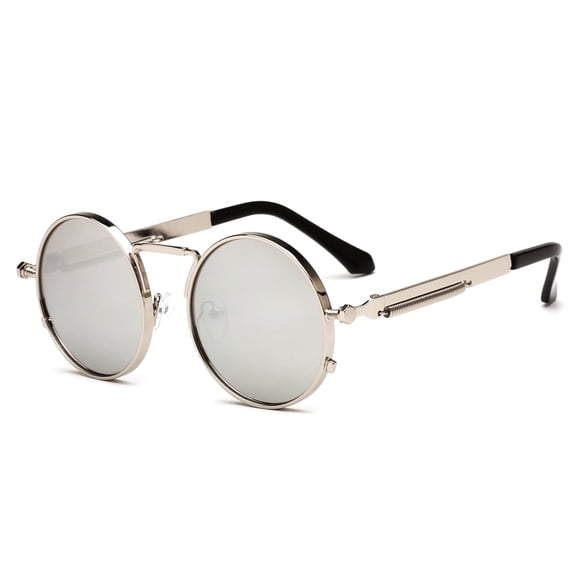 Round Metal Frame Sunglasses for Men and Women, Spring Punk Style, AC Lenses