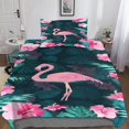 thumbnail image 5 of Housse de Couette et Taies d'Oreiller Flamants Roses Animal et Impression Douce en Microfibre Polyester, 5 of 5