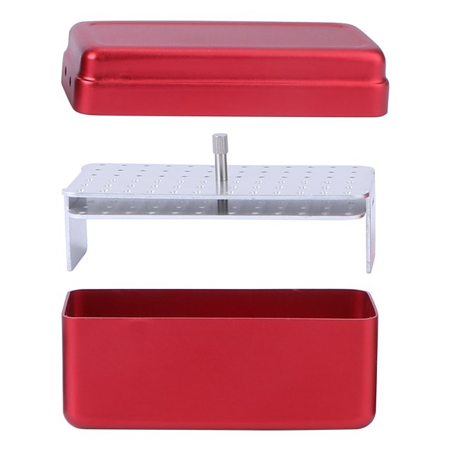 EeaseMX Estuche esterilizador de autoclave de aluminio de 72 orificios, caja de desinfección dental para herramientas de cuidado bucal (rojo)